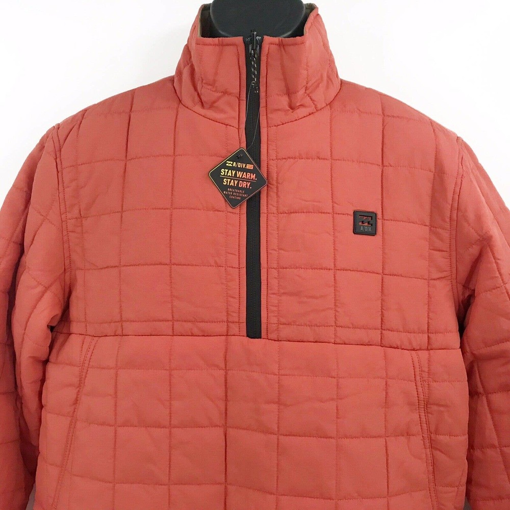 BILLBONG Men's Boundary Reversible Puffer Anorak Jacket In Orange - Size Large - Picture 3 of 6